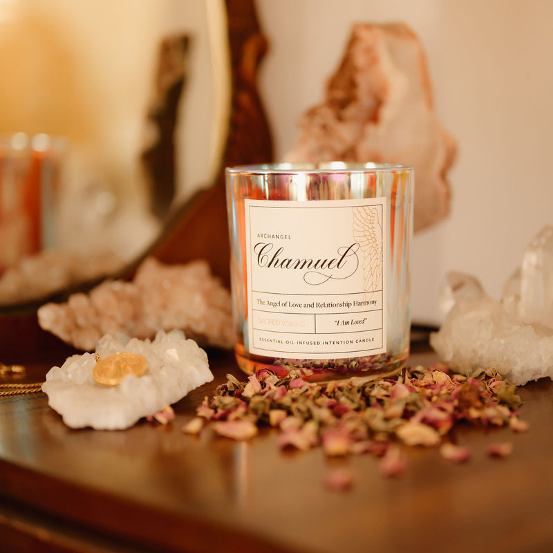 Archangel Chamuel "The Angel Of Love" Crystal Intention Candle