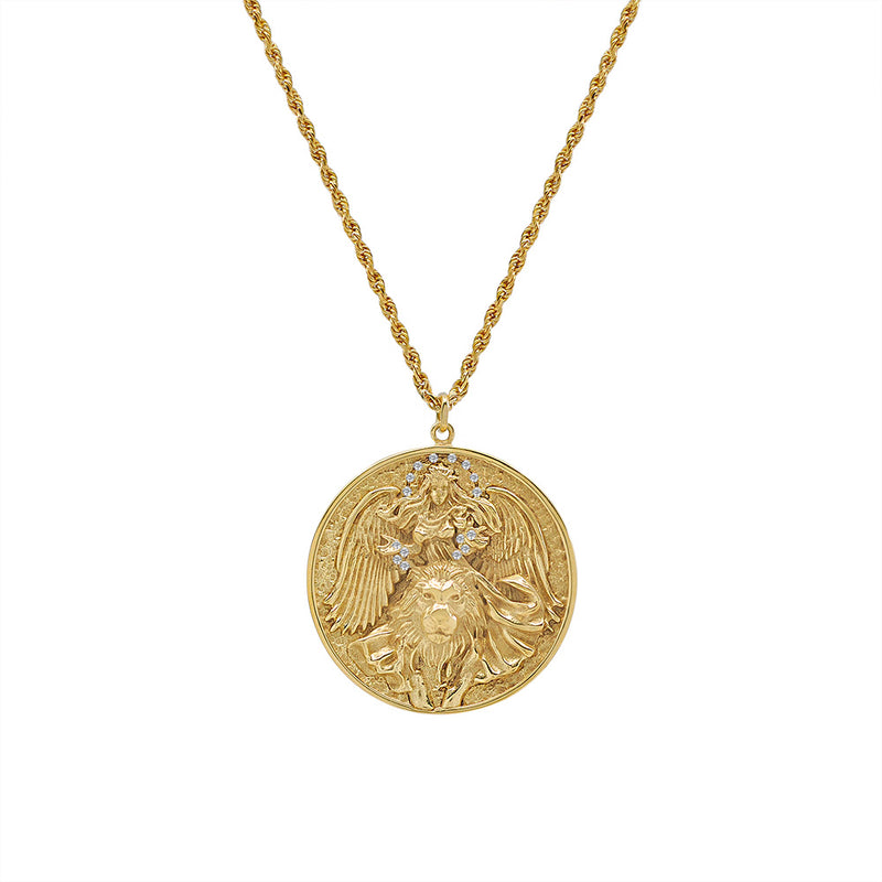 Gold Archangel Ariel Angel Necklace