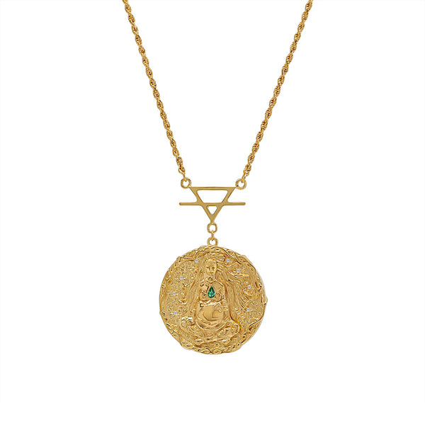 Gaia Goddess Of The Earth Necklace Gold