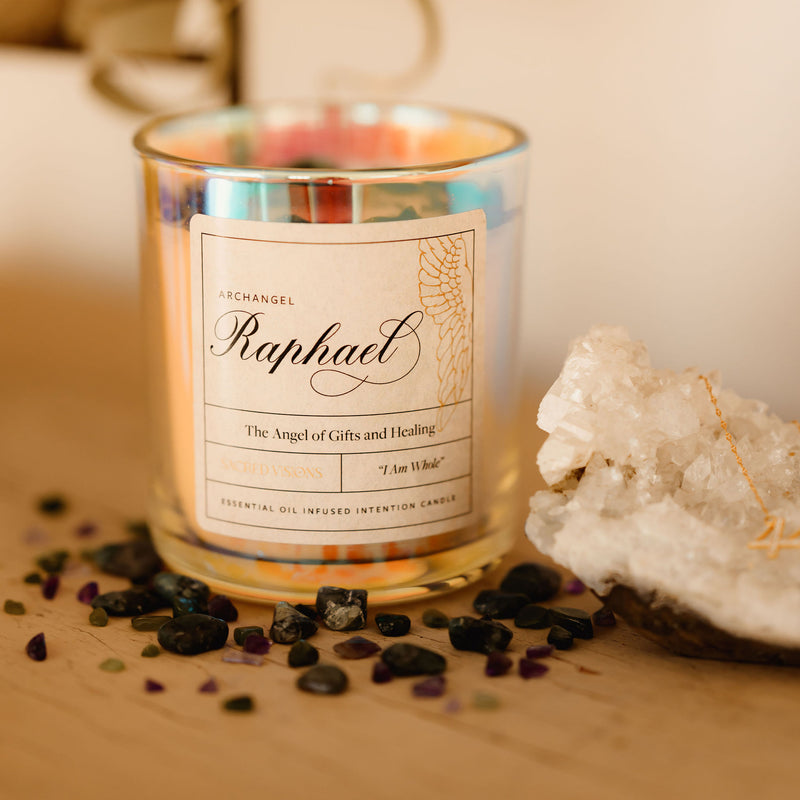 Archangel Raphael Luxury Crystal Candle