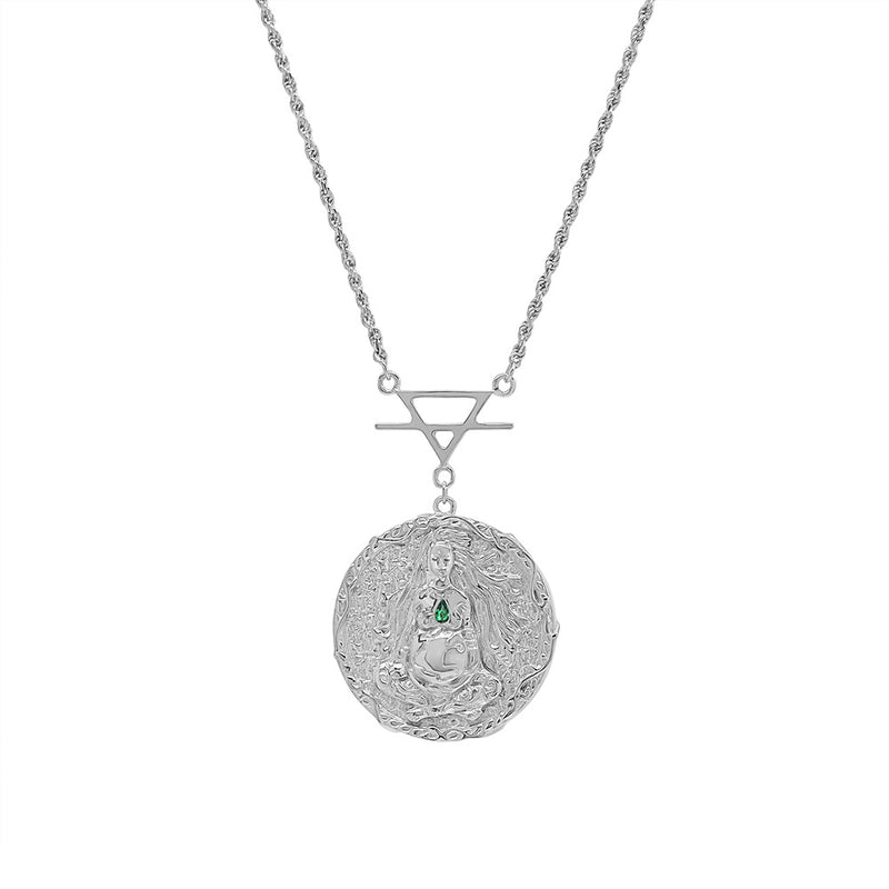 Gaia Goddess Of The Earth Necklace Silver