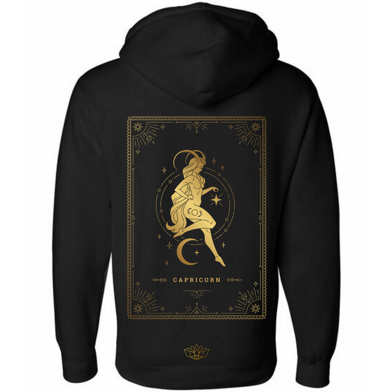 Capricorn Oversized Hooded Sweatshirt Black